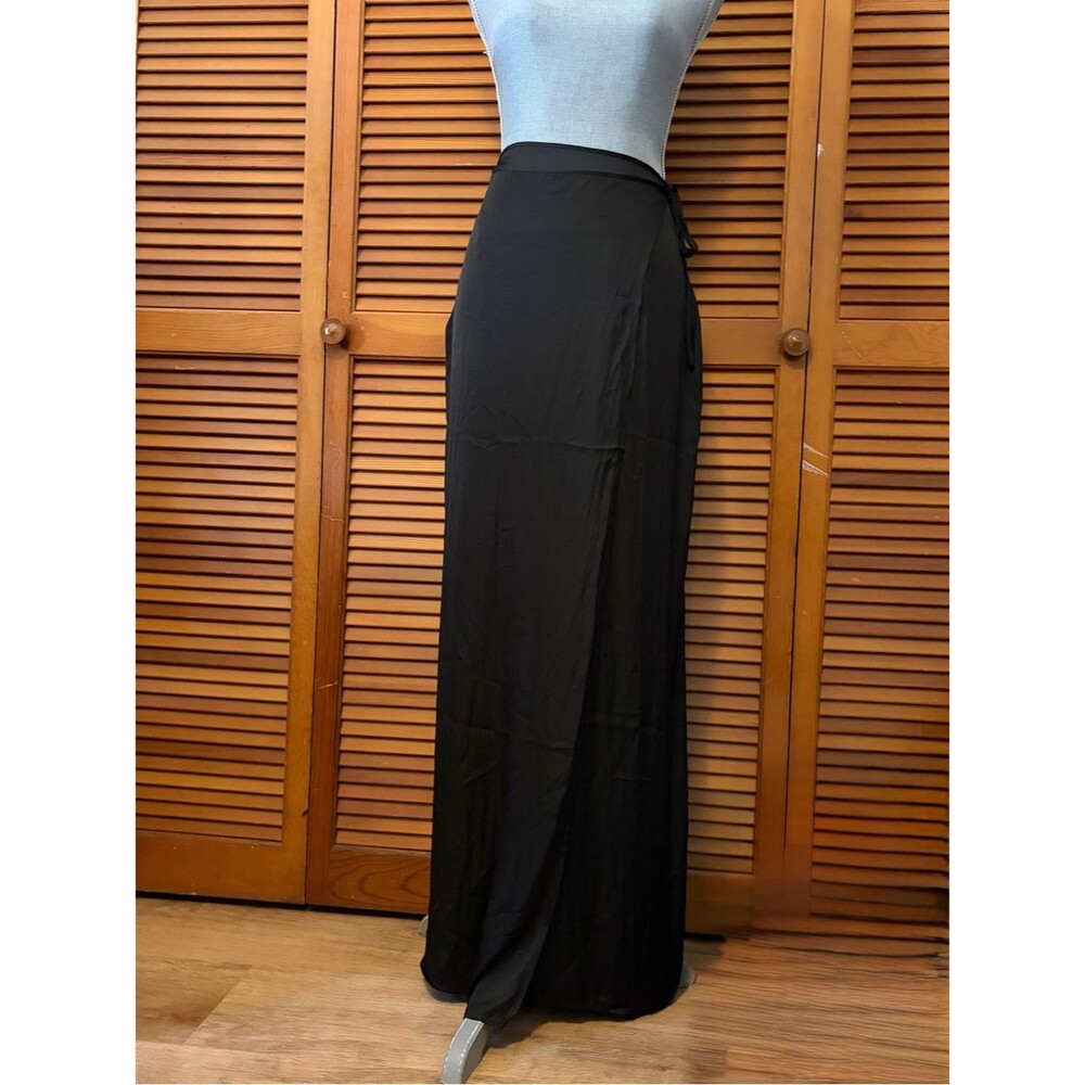 Black Lightweight Chiffon Maxi Wrap Skirt Sophia Richie x Solid & Striped Leau